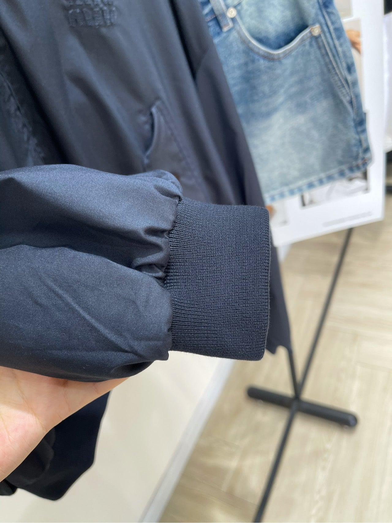 25 Summer new navy blue green zipper short jacket