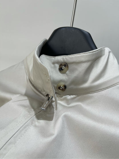 25 Summer new apricot red zipper mid-length jacket