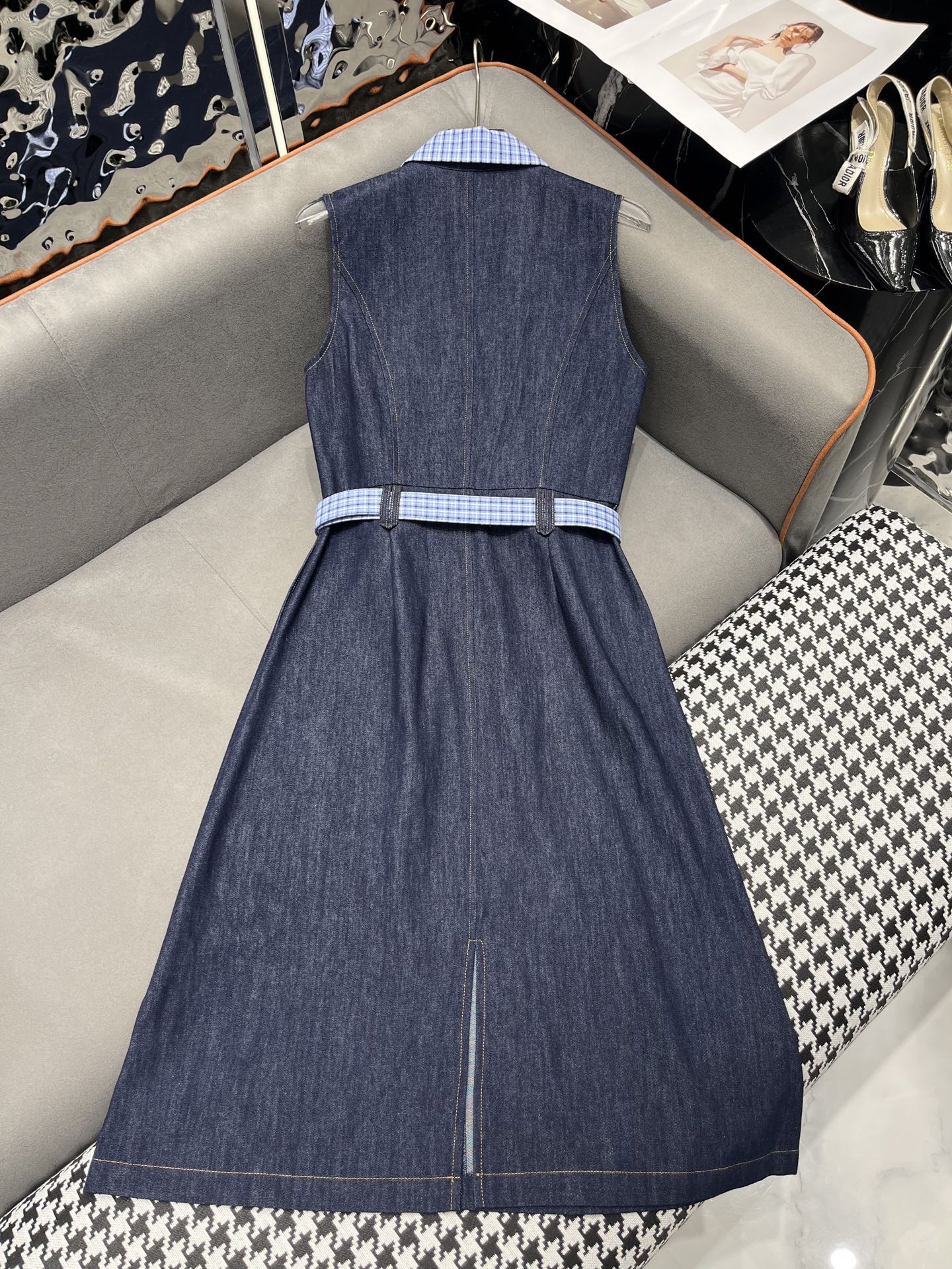 25SS New Summer Denim Lapel Dress