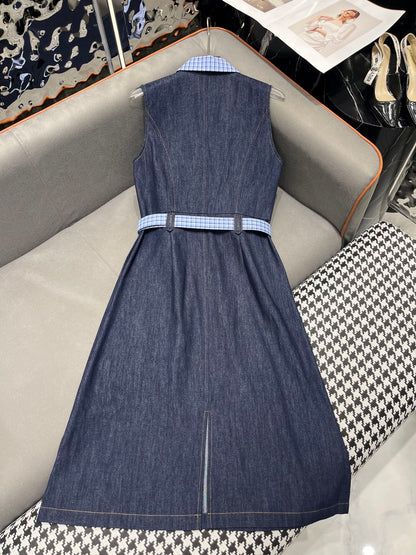 25SS New Summer Denim Lapel Dress