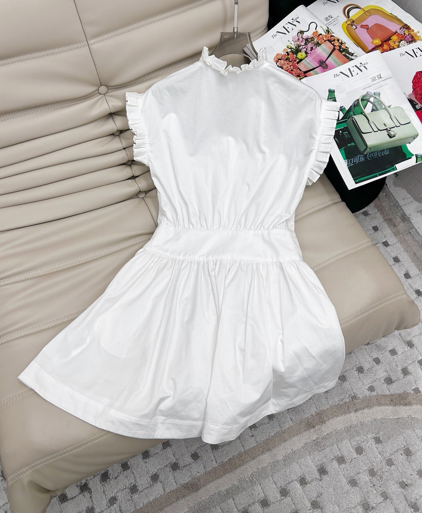 25 Summer new wood ear lace V-neck waist shirt dress
