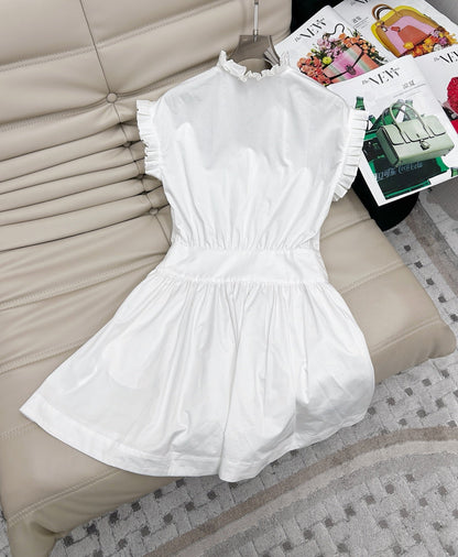 25 Summer new wood ear lace V-neck waist shirt dress