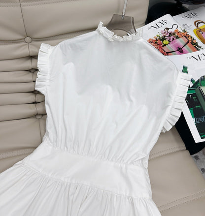 25 Summer new wood ear lace V-neck waist shirt dress
