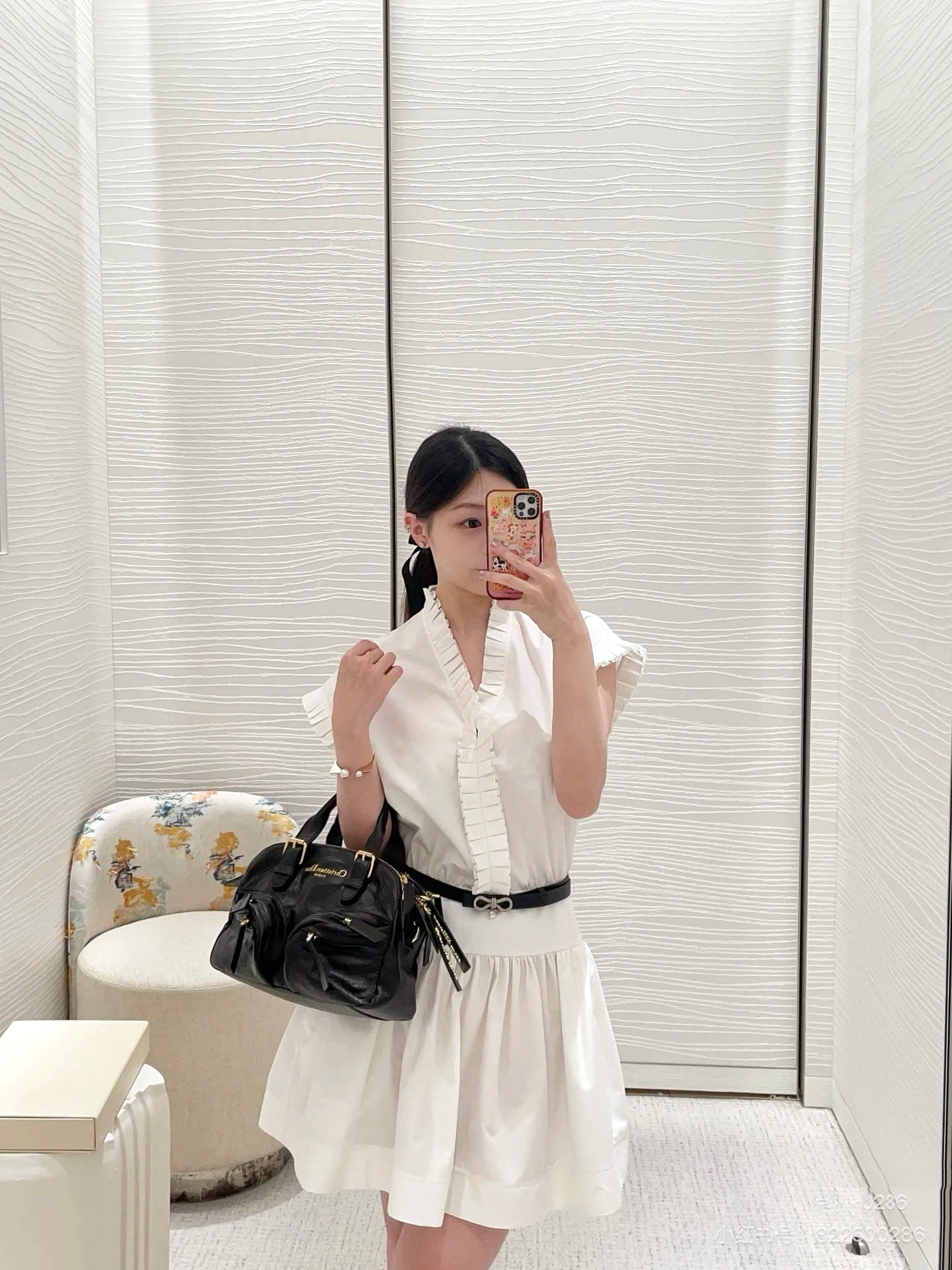 25 Summer new wood ear lace V-neck waist shirt dress