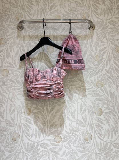 25 Summer new pink tube top swimsuit top with same series maxi skirt