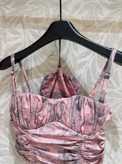 25 Summer new pink tube top swimsuit top with same series maxi skirt
