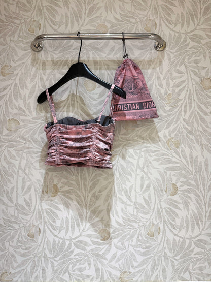 25 Summer new pink tube top swimsuit top with same series maxi skirt