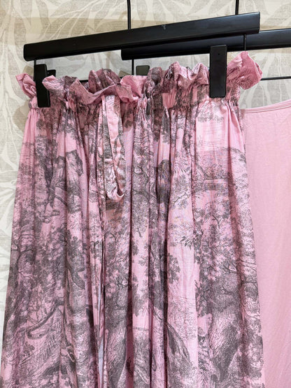 25 Summer new pink tube top swimsuit top with same series maxi skirt