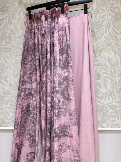 25 Summer new pink tube top swimsuit top with same series maxi skirt