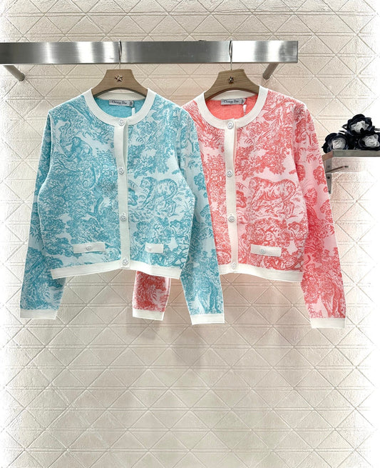 2025 Summer New Jacquard Knitted Cardigan