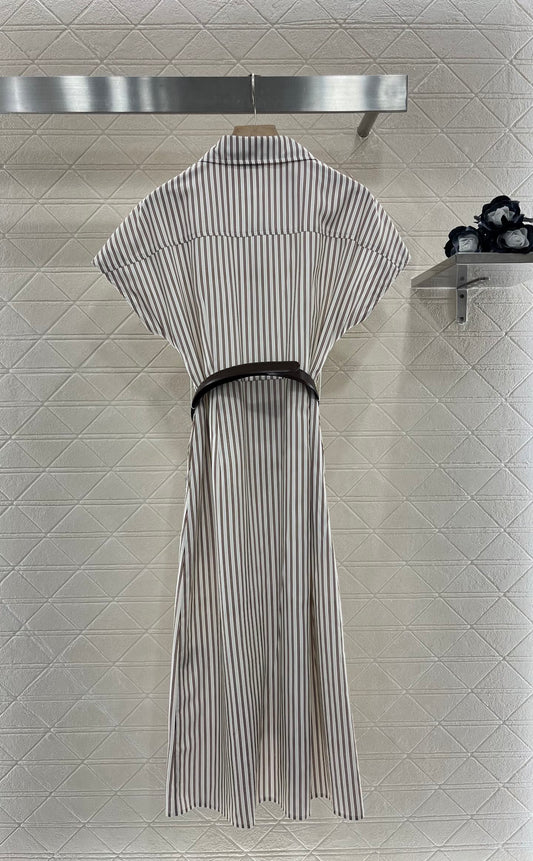 2025 Summer New Striped Belt Dress