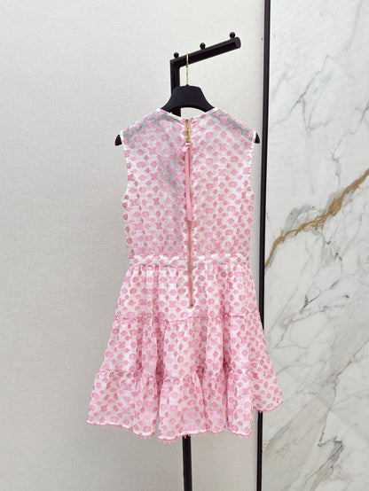 25Ss Spring and Summer New Jacquard Micro-transparent Round Neck Sleeveless Dress