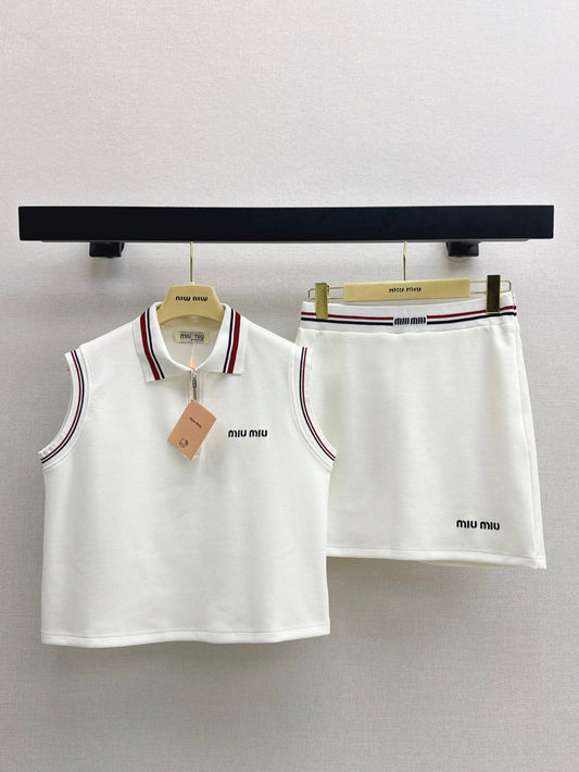 25Ss Spring and Summer New Sleeveless Lapel Top + Skirt Set