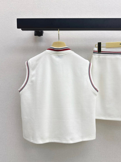 25Ss Spring and Summer New Sleeveless Lapel Top + Skirt Set
