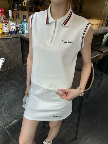 25Ss Spring and Summer New Sleeveless Lapel Top + Skirt Set