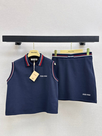 25Ss Spring and Summer New Sleeveless Lapel Top + Skirt Set