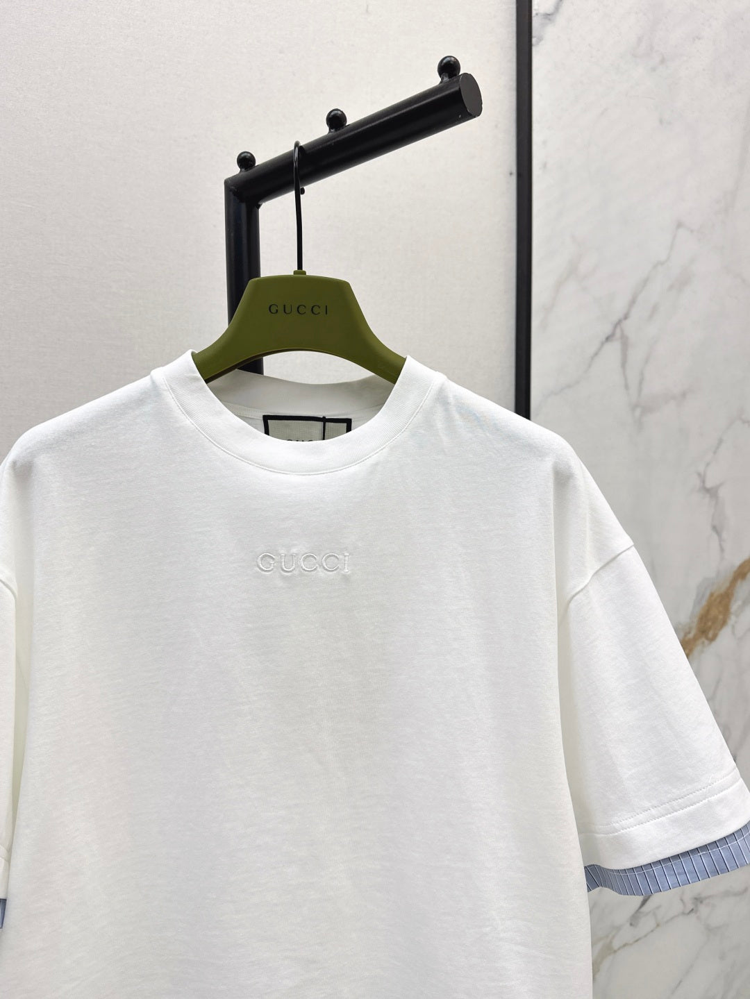 25Ss spring and summer new patchwork striped decorative loose T-shirt