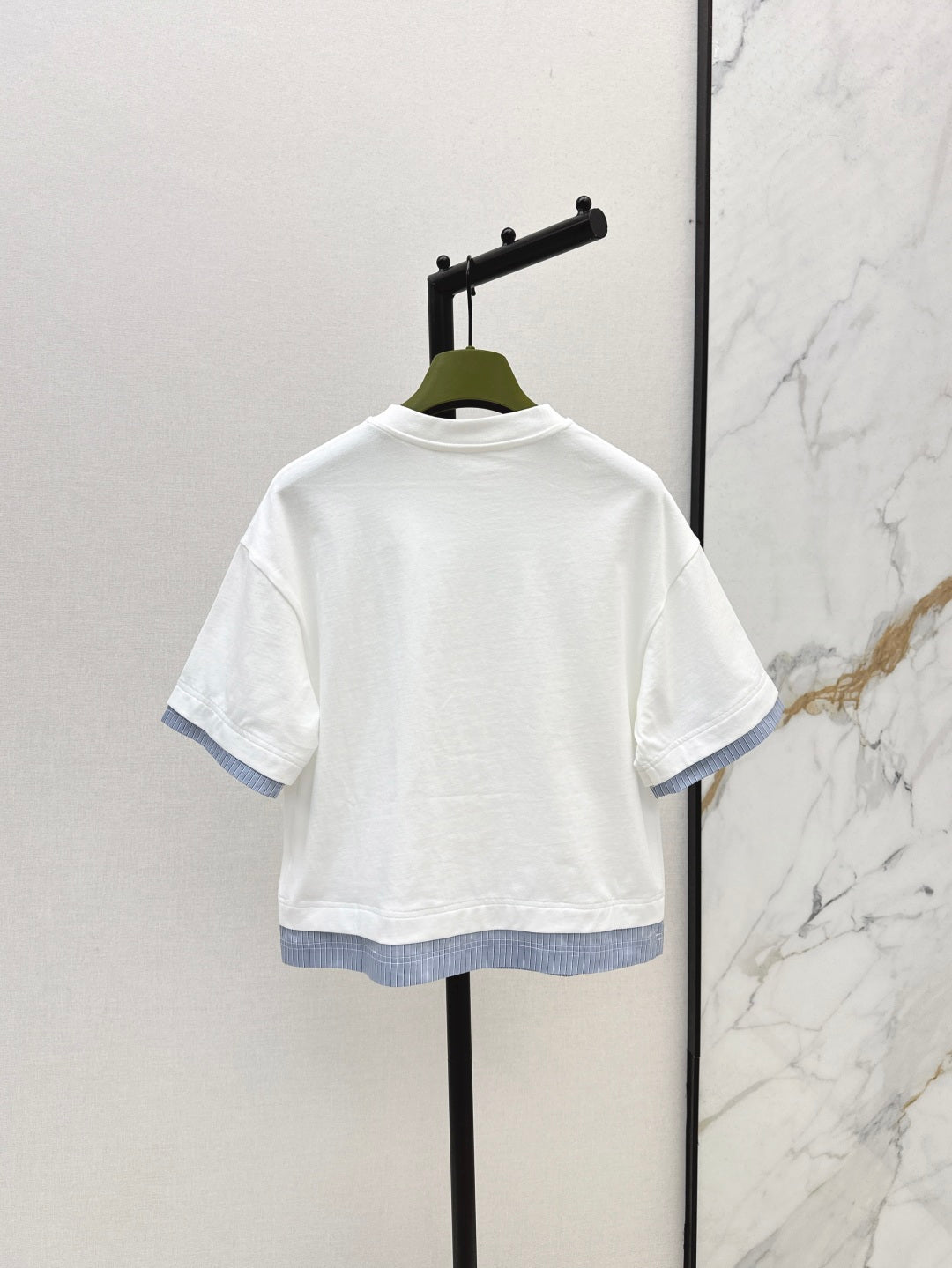 25Ss spring and summer new patchwork striped decorative loose T-shirt