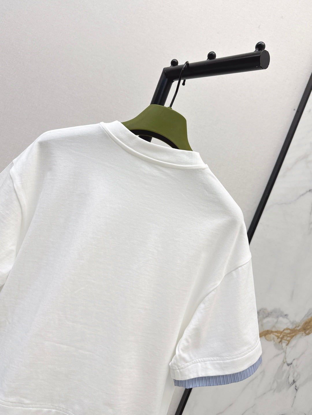 25Ss spring and summer new patchwork striped decorative loose T-shirt