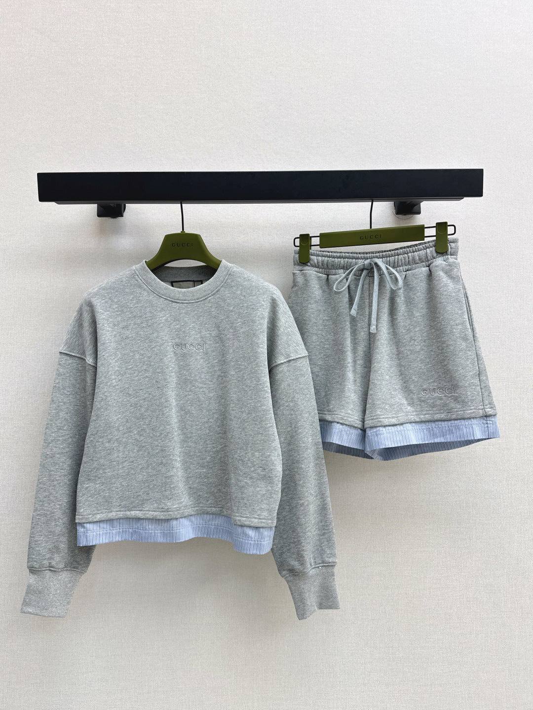 25Ss spring and summer new casual fashionable suit round neck splicing sweater + shorts suit