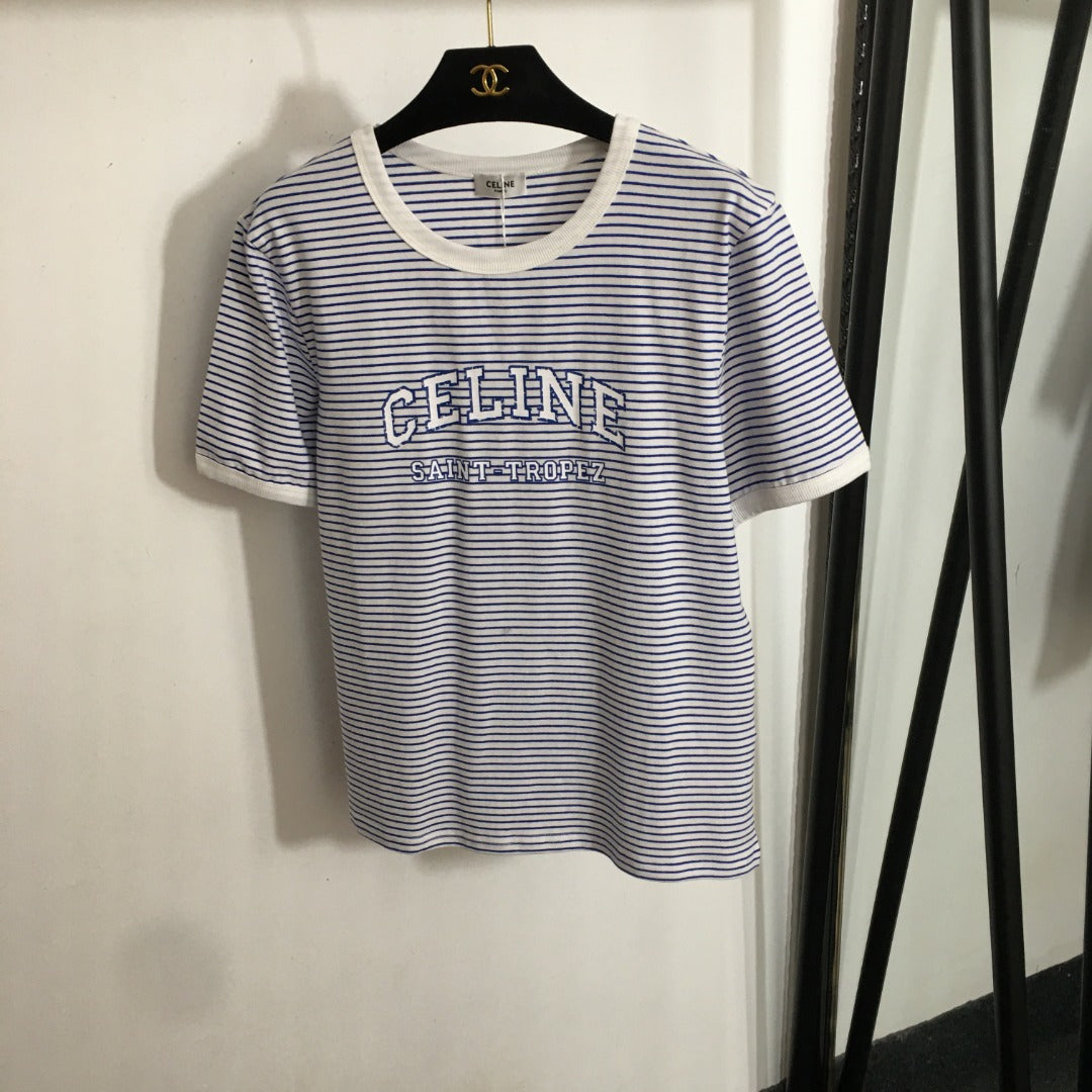 25 Summer new logo letter print striped short-sleeved T-shirt