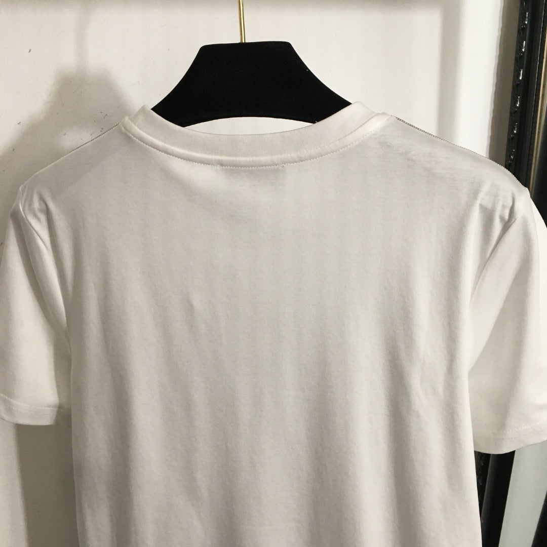 25 Summer New Beaded Round Neck Short Sleeve T-shirt