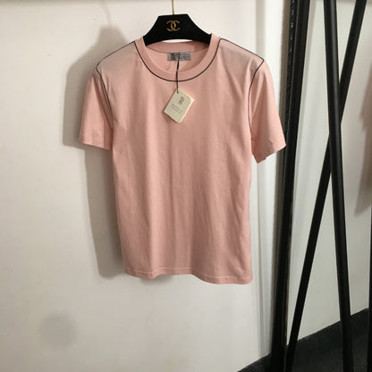 25 Summer New Beaded Round Neck Short Sleeve T-shirt