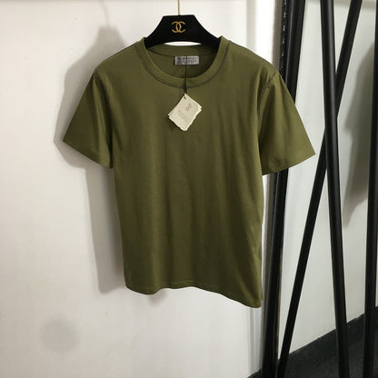 25 Summer New Beaded Round Neck Short Sleeve T-shirt