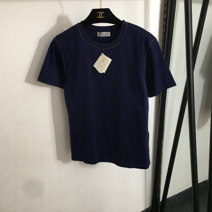 25 Summer New Beaded Round Neck Short Sleeve T-shirt