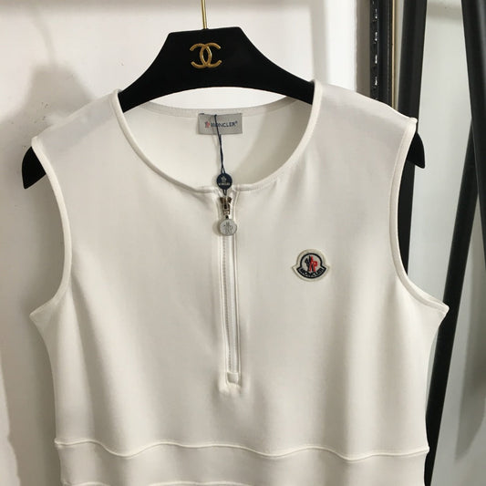 25 Summer New Embroidered Badge Zipper Dress