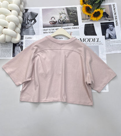 2025 nouveau T-shirt à manches courtes en métal à poche courte avec la même jupe midi 