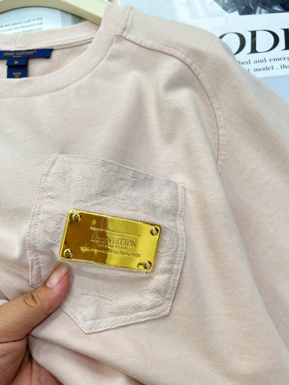 2025 nouveau T-shirt à manches courtes en métal à poche courte avec la même jupe midi 