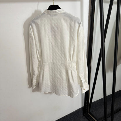 25 Sommer neues Temperament Pendler Biene Stickerei Krawatte Taille Langarm Shirt Top 