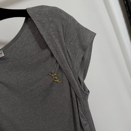 25 Summer New Snake Logo Brooch Decoration Pleated Short Sleeve Waisted Large Swing Dress