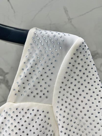25 Nouvelle robe slim plissée en maille diamantée d'été