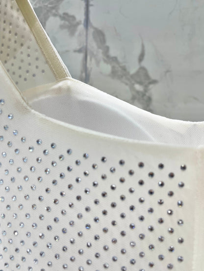 25 Nouvelle robe slim plissée en maille diamantée d'été