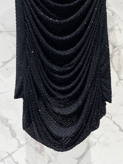 25 Nouvelle robe slim plissée en maille diamantée d'été