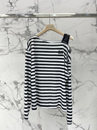25 Summer new off-shoulder striped sun protection blouse