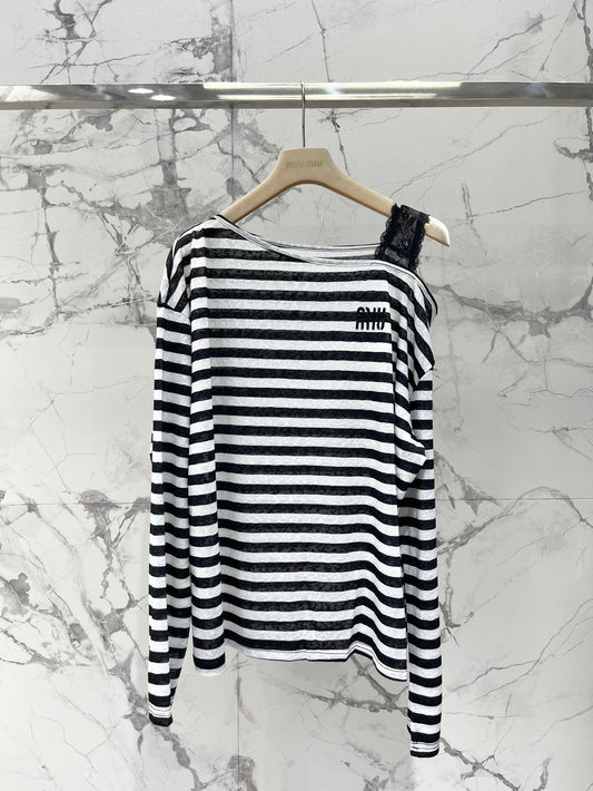 25 Summer new off-shoulder striped sun protection blouse