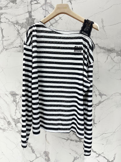 25 Summer new off-shoulder striped sun protection blouse