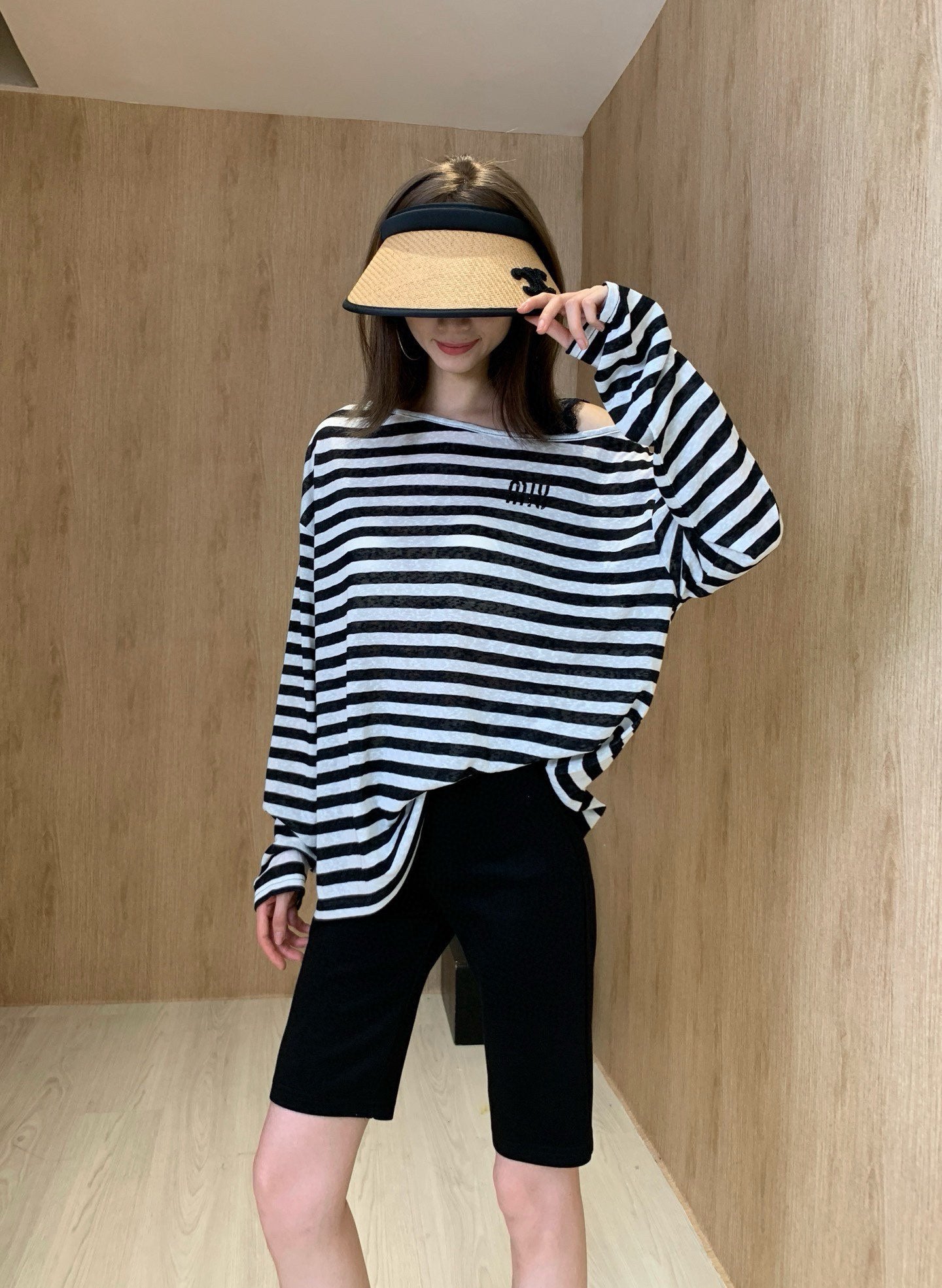 25 Summer new off-shoulder striped sun protection blouse