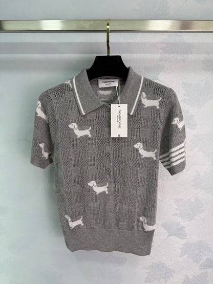 TH 25 Gray Puppy Knit Short Sleeve