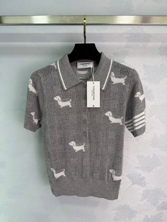 TH 25 Gray Puppy Knit Short Sleeve