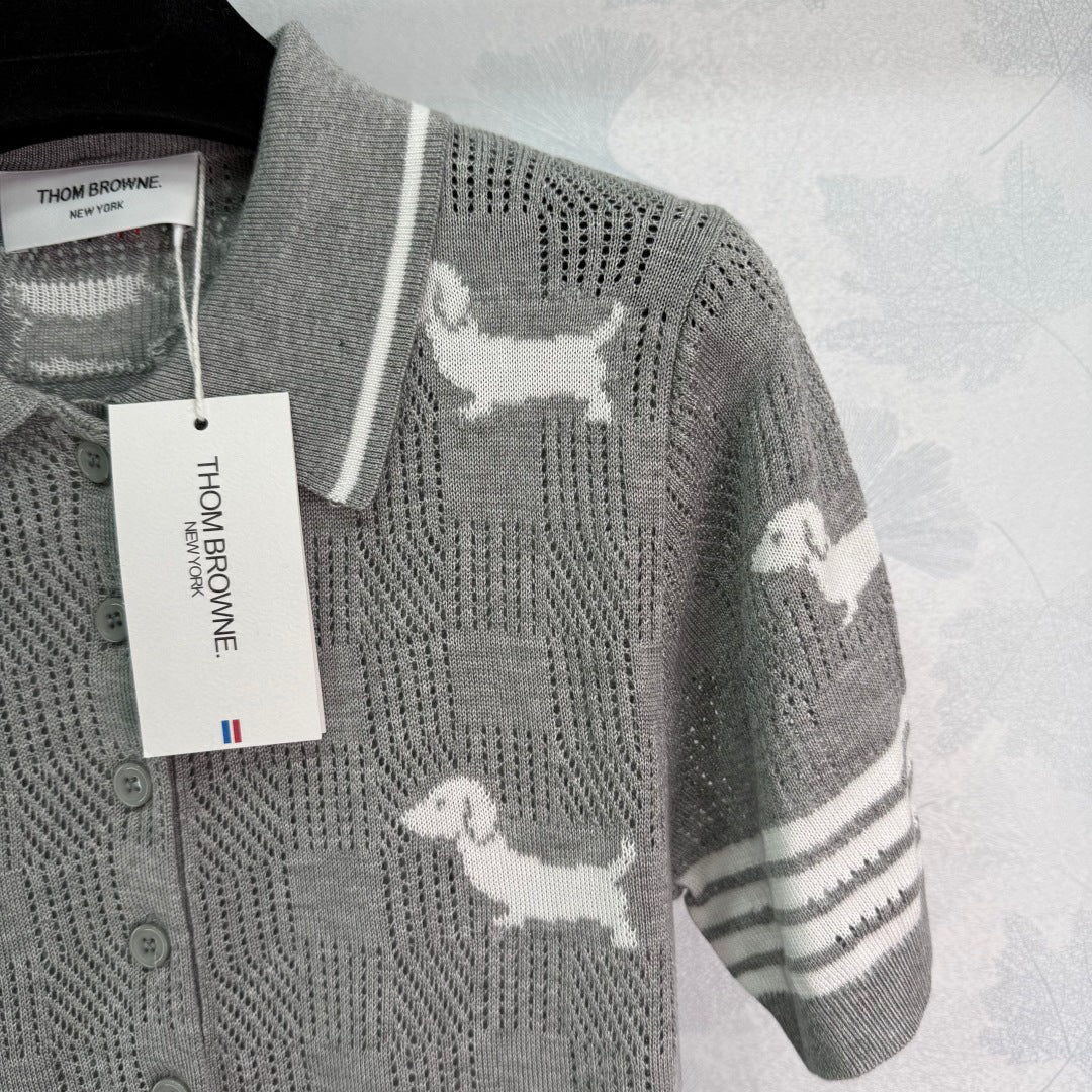 TH 25 Gray Puppy Knit Short Sleeve