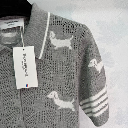 TH 25 Gray Puppy Knit Short Sleeve