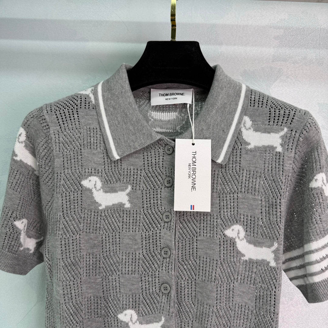 TH 25 Gray Puppy Knit Short Sleeve