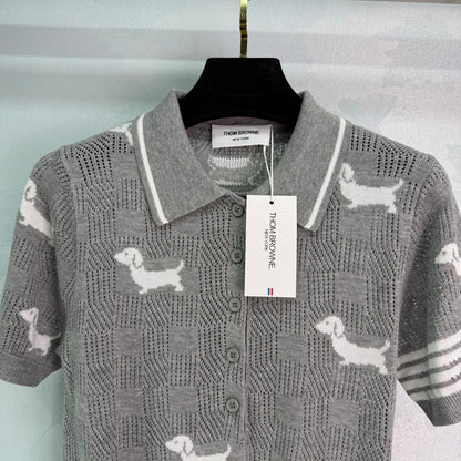 TH 25 Gray Puppy Knit Short Sleeve