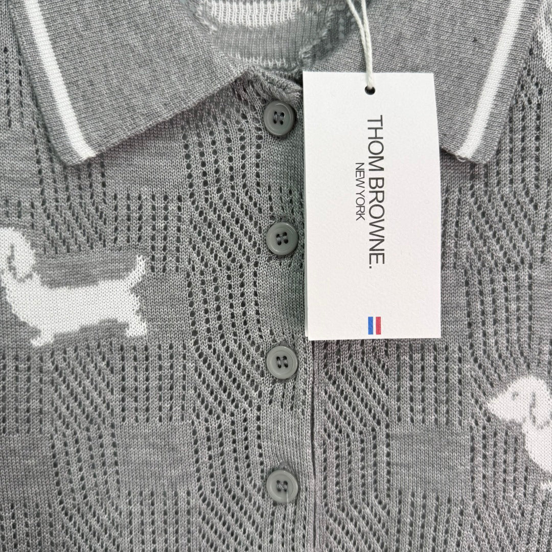 TH 25 Gray Puppy Knit Short Sleeve