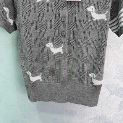TH 25 Gray Puppy Knit Short Sleeve