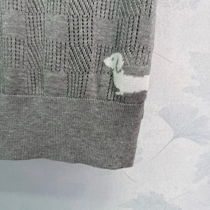 TH 25 Gray Puppy Knit Short Sleeve